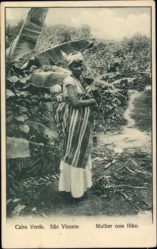 Ak São Vicente Cabo Verde Kap Verde, Mulher com filho