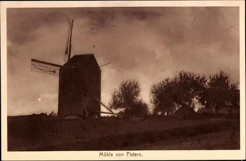 Ak Pixtern Lettland, Blick auf die Windmühle, Bockmühle