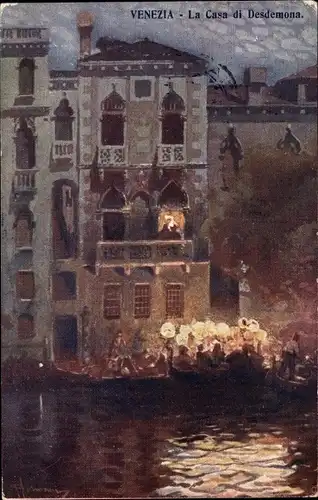 Künstler Ak Venezia, La Casa di Desdemona, Nacht, Lichter