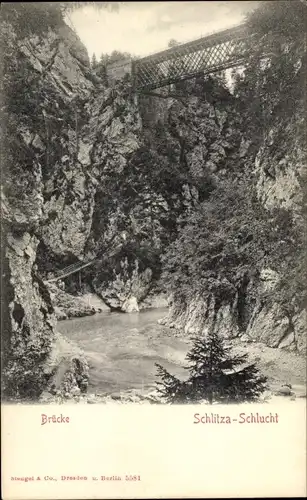 Ak Tarvisio Tarvis Friuli, Schlitza-Schlucht, Brücke