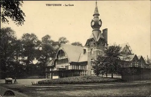 Ak Tervueren Flämisch Brabant, La Gare, Blick zum Bahnhof