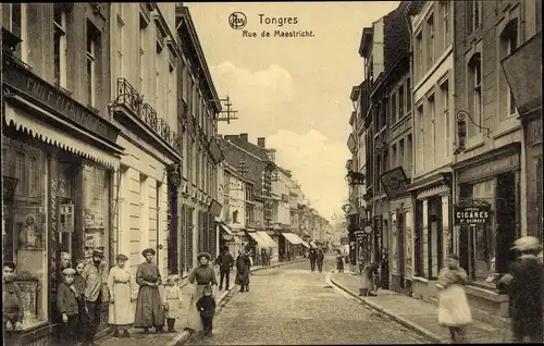 Ak Tongres Tongeren Flandern Limburg, Rue de Maestricht, Geschäfte