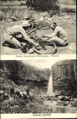 Ak Südafrika, Komdt. Koos Jooste, Elands Revier, Burenkrieg 1899, Fahrradrennen