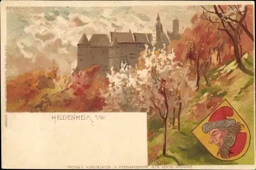 Künstler Wappen Litho Heidenheim an der Brenz Baden Württemberg, Schloss