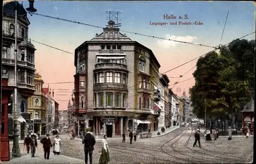 Ak Halle an der Saale, Leipziger- Ecke Postraße