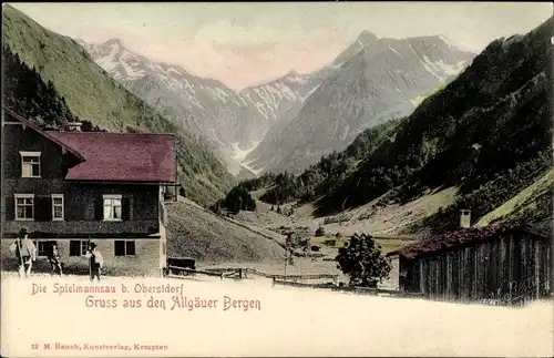 Ak Spielmannsau Oberstdorf im Oberallgäu, Gruss aus den Allgäuer Alpen