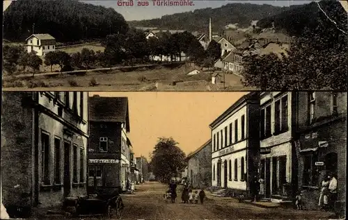 Ak Türkismühle Nohfelden Saarland, Straßenpartie, Totalansicht, Gasthaus