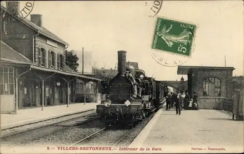 Ak Villers Bretonneux Somme, Interieur de la Gare, chemin de fer