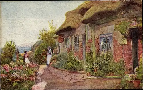 Künstler Ak Cottage Homes, Wohnhaus mit Garten