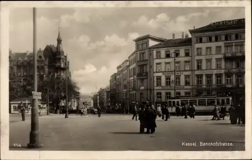Ak Kassel in Hessen, Bahnhofstraße, Straßenbahn, Norddeutscher Hof