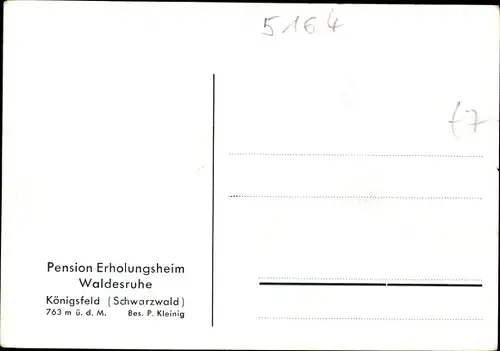 Ak Königsfeld im Schwarzwald Baden, Pension Erholungsheim Waldsesruhe, Winteransicht