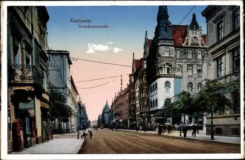 Ak Katowice Kattowitz Oberschlesien, Grundmannstraße