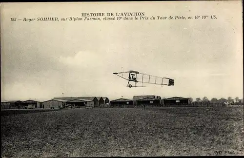 Ak Flugzeug, Histoire de l'Aviation, Roger Sommer, sur Biplan Farman