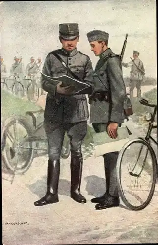 Künstler Ak van Oorschot, Regiment Wielrijders, Niederländische Radfahrtruppen, I. WK