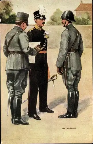 Künstler Ak van Oorschot, Niederländische Soldaten in Uniformen, Infanterie, Officieren