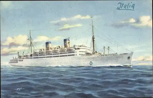 Künstler Ak Dampfschiff MS Italia, Home Lines