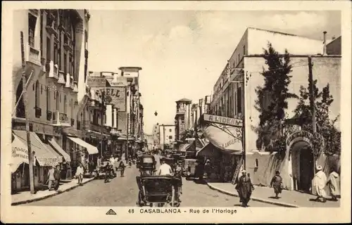 Ak Casablanca Marokko, Rue de l'Horloge