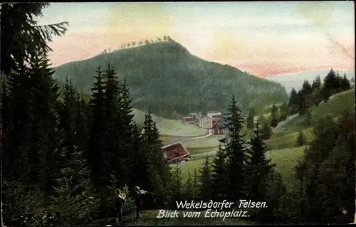 Ak Teplice nad Metují Wekelsdorf Reg. Königgrätz, Wekelsdorfer Felsen, Blick vom Echoplatz