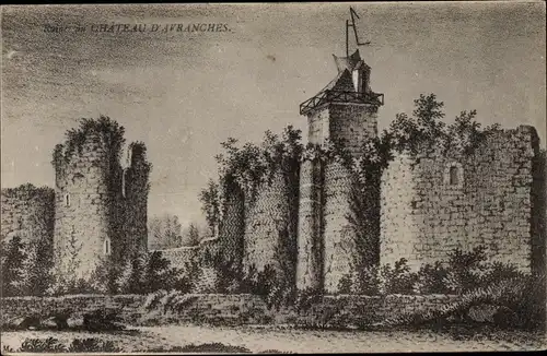 Ak Avranches Manche, Ruines du Chateau d'Avranches