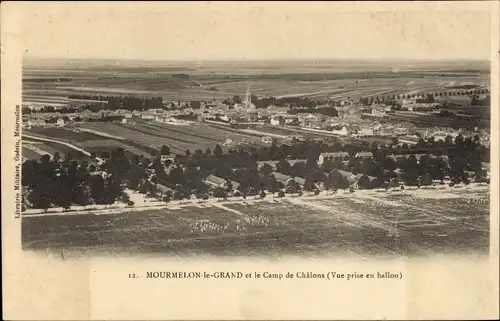 Ak Mourmelon le Grand Marne, Camp de Chalons, Vue prise en ballon