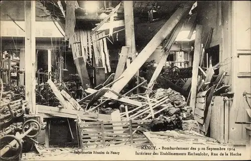 Ak Nancy Meurthe et Moselle, Bombardement Septembre 1914, Intérieur des Etablissements Eschenlohr