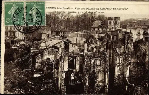 Ak Verdun Meuse, Vue des ruines du Quartier St-Sauveur, Ruinen, Trümmer