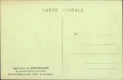 Ak Paris, Application du Stucpeint au Grand Hotel de Paris, Hall de la Rue Scribe