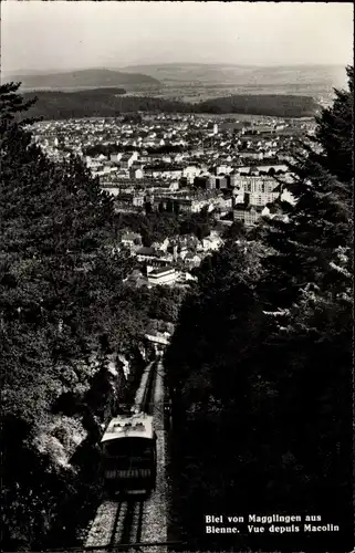 Ak Biel Bienne Kt Bern, Von Magglingen aus, Vue depuis Macolin, Bergbahn