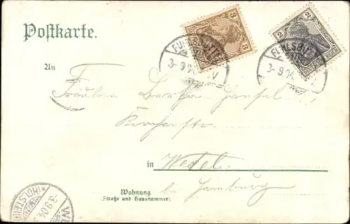 Litho Hamburg Altstadt, Der Justiz Palast mit Flusspartie