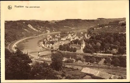 Ak Hastière Wallonien Namur, Vue panoramique, Fluss, Brücke