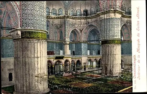 Ak Konstantinopel Istanbul Türkei, Interieur de la Mosquee du Sultan Ahmed