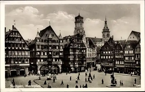 Ak Stuttgart in Württemberg, Marktplatz