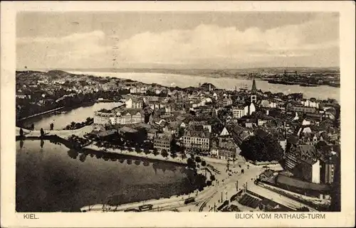 Ak Kiel Schleswig Holstein, Blick vom Rathaus-Turm, Totalansicht