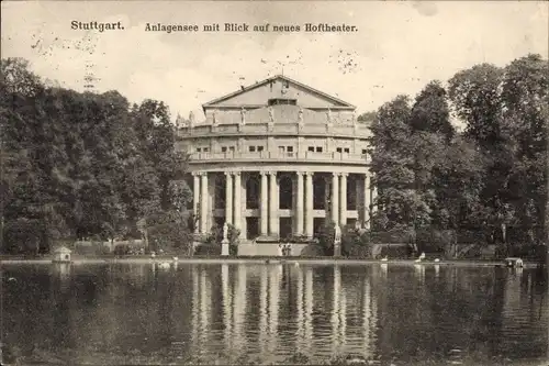 Ak Stuttgart in Württemberg, Anlagensee mit Blick auf neues Hoftheater