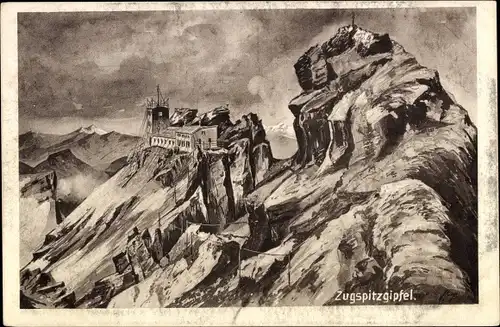 Ak Schneefernerhaus auf der Zugspitze, Zugspitzgipfel, Panorama