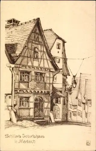 Ak Marbach am Neckar, Schillers Geburtshaus in Marbach