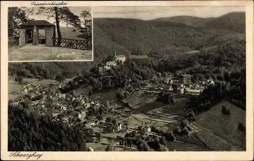 Ak Schwarzburg in Thüringen, Gesamtansicht, Trippsteinhäuschen