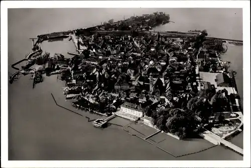 Ak Lindau am Bodensee Schwaben, Panorama, Fliegeraufnahme