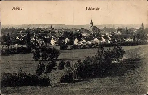 Ak Ohrdruf Thüringen, Totalansicht, Kirche