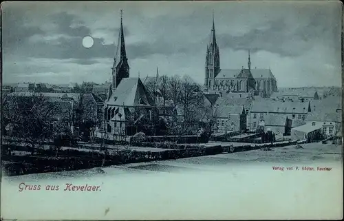 Mondschein Ak Kevelaer am Niederrhein, Kirchen