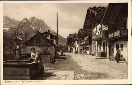Ak Garmisch Partenkirchen in Oberbayern, Frühlingstraße