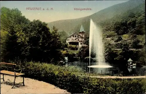 Ak Neustadt an der Weinstraße, Königsmühle, See, Fontäne