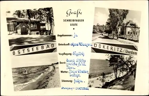 Ak Ostseebad Ückeritz auf Usedom, Strand. Ferienhäuser