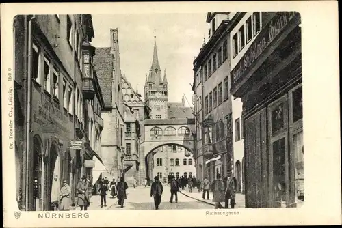Ak Nürnberg in Mittelfranken, Rathausgasse