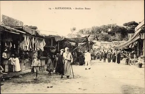 Ak Alexandria Ägypten, Arabian Bazar, Marktszene
