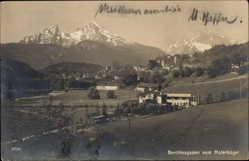 Ak Berchtesgaden in Oberbayern, Vom Malerhügel aus, Panorama