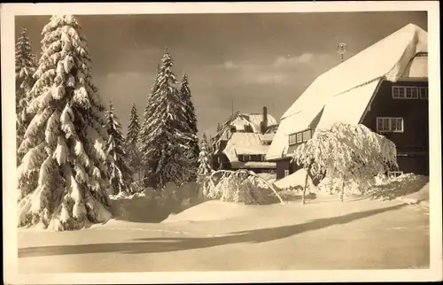 Ak Feldberg im Schwarzwald, Hotel Hebelhof, Schnee, Winterlandschaft