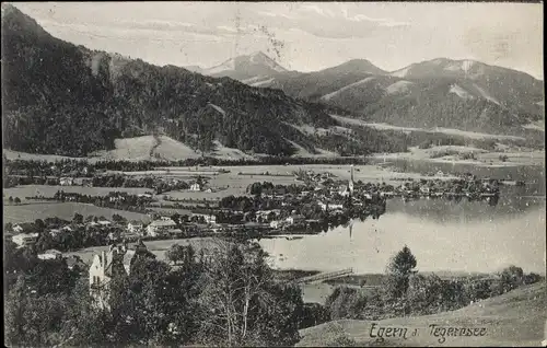 Ak Rottach Egern in Oberbayern, Panorama, Tegernsee