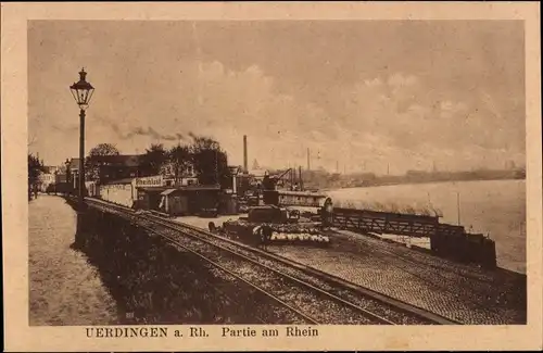 Ak Uerdingen Krefeld am Niederrhein, Partie am Rhein, Rheinlust, Bahnstrecke