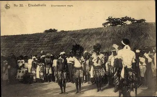 Ak Lubumbashi Elisabethville DR Kongo Zaire, Divertissement negre
